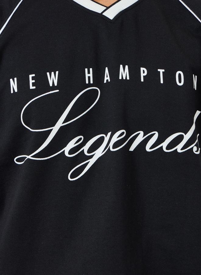 ستايلي سويت شيرت بطبعة شعار وأكمام راجلان - Image 3